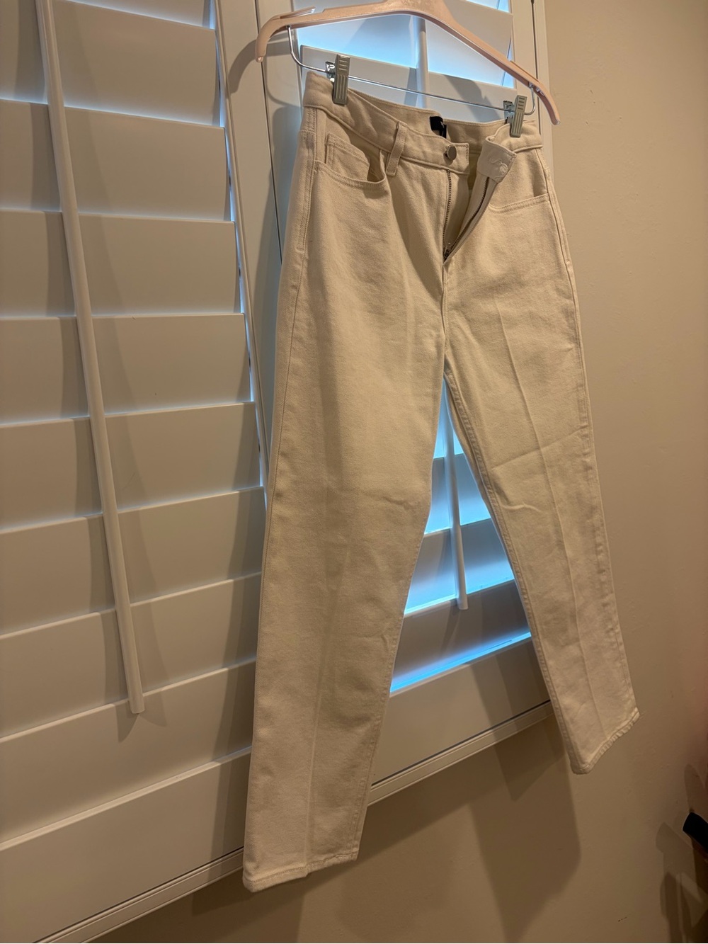 Theory Off-White Cream High-Rise Straight Leg Denim Jeans Trousers - Size 29